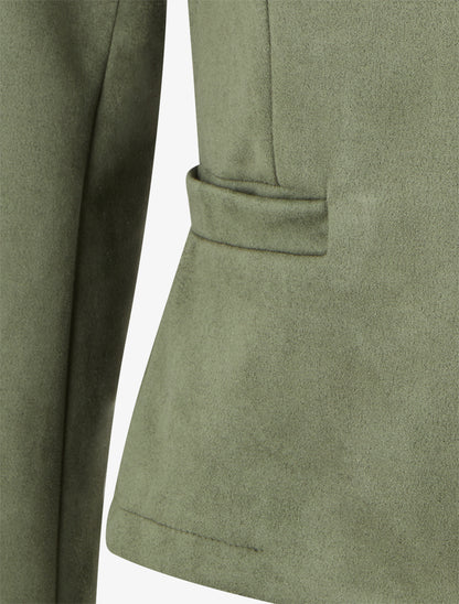 Veste en suédine zippée - Kaki - 3