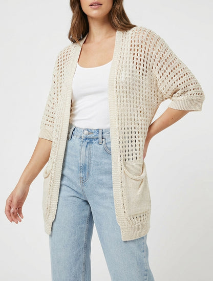 Offene, durchbrochene Weste - Beige