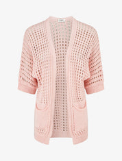 Gilet ouvert ajouré - Rose - 1