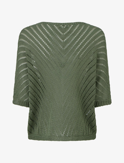 Pull en maille légère à col V - Kaki - 2