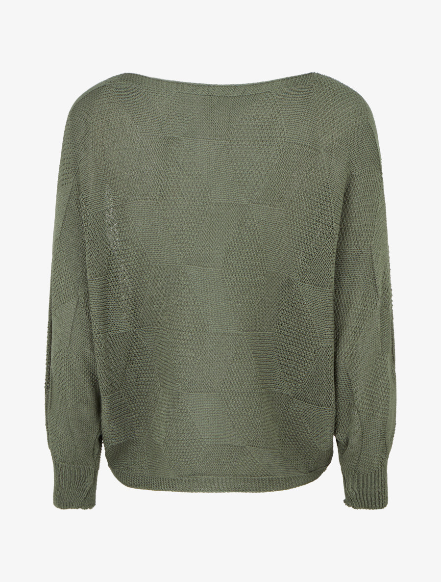 Pull ample à motif losange - Kaki - 2