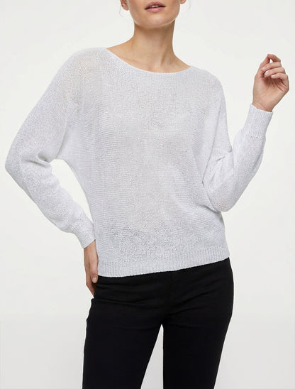 Irisier Pullover mit Fledermausärmeln - Weiß