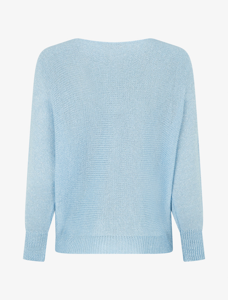 Pull irisé à manches chauve-souris - Bleu ciel - 2
