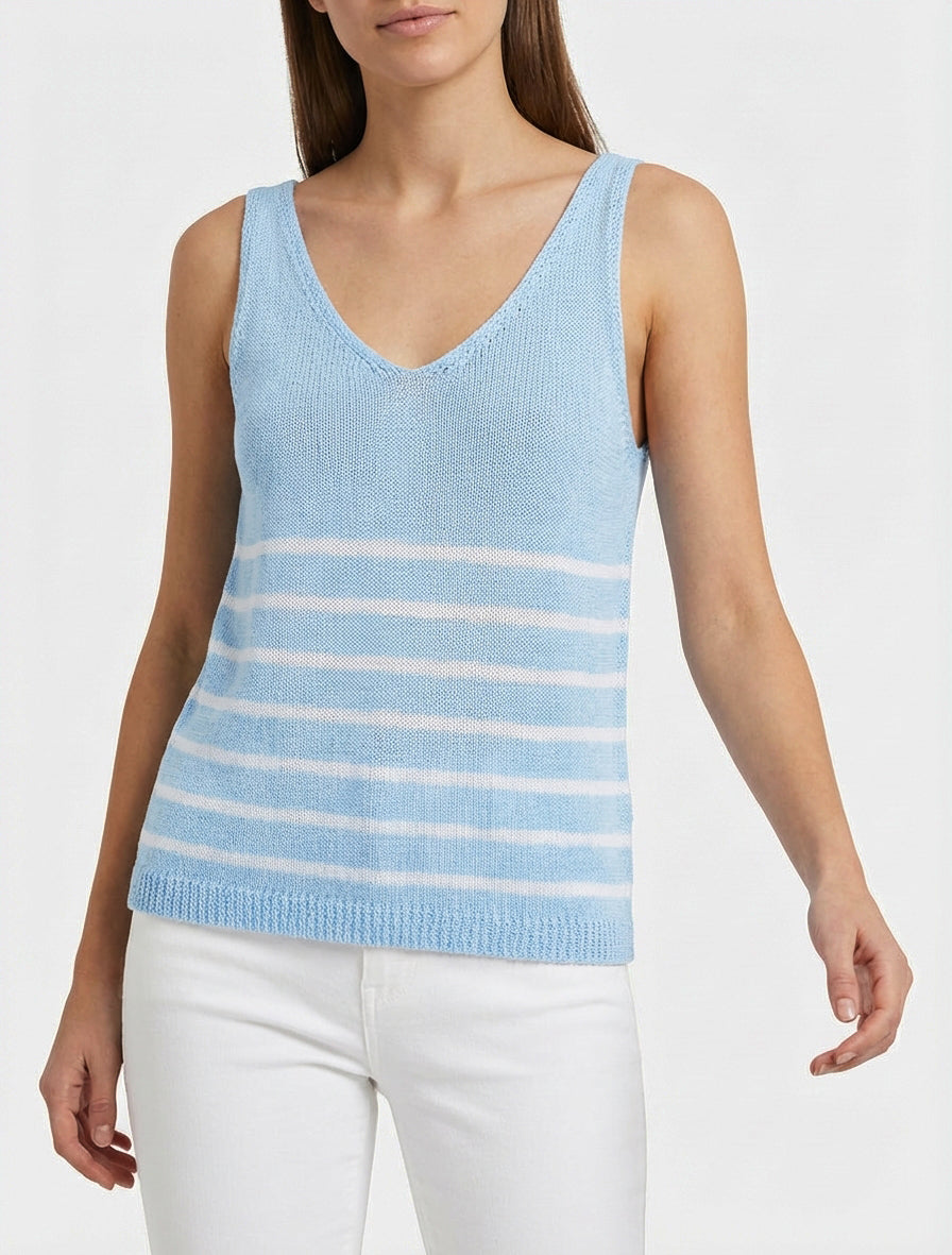 Gestreiftes Stricktop - Himmelblau