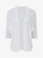 Gilet droit ouvert en maille - Blanc - 1