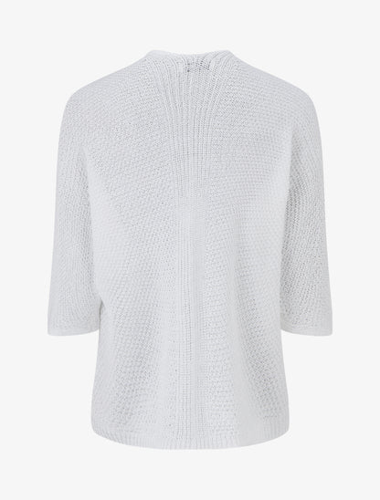 Gilet droit ouvert en maille - Blanc - 2