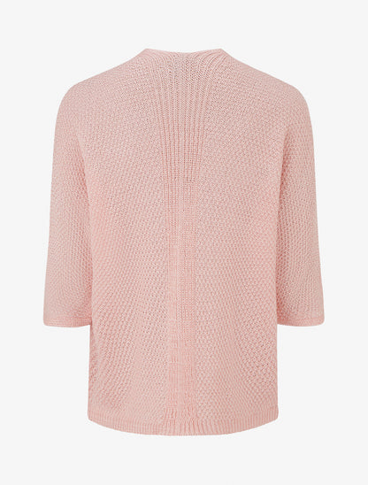 Gilet droit ouvert en maille - Rose - 2