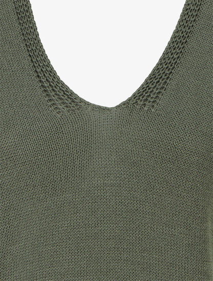 Top droit en maille à manches courtes - Kaki - 3