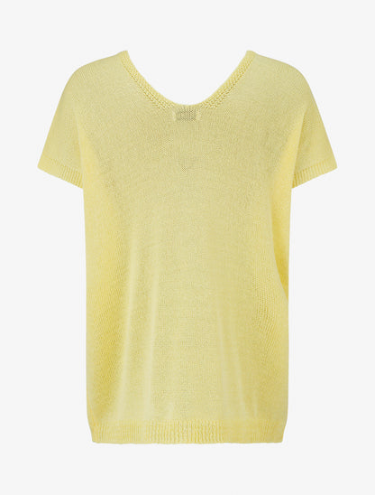 Top droit en maille à manches courtes - Jaune - 2