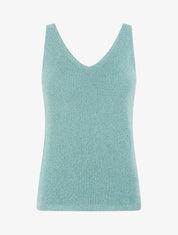 Top uni irisé en maille - Turquoise - 1