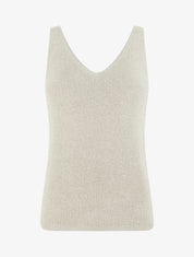 Top uni irisé en maille - Beige - 1