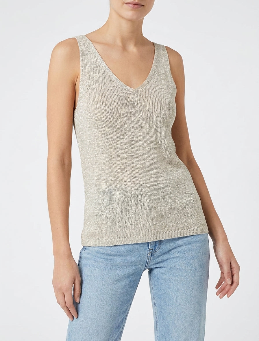 Irisierendes Netz-Top. - Beige