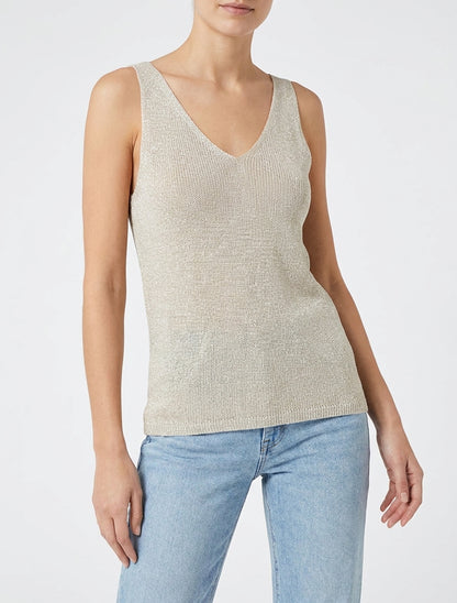 Irisierendes Netz-Top. - Beige