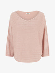 Pull fin irisé à manches chauves-souris - Rose - 1