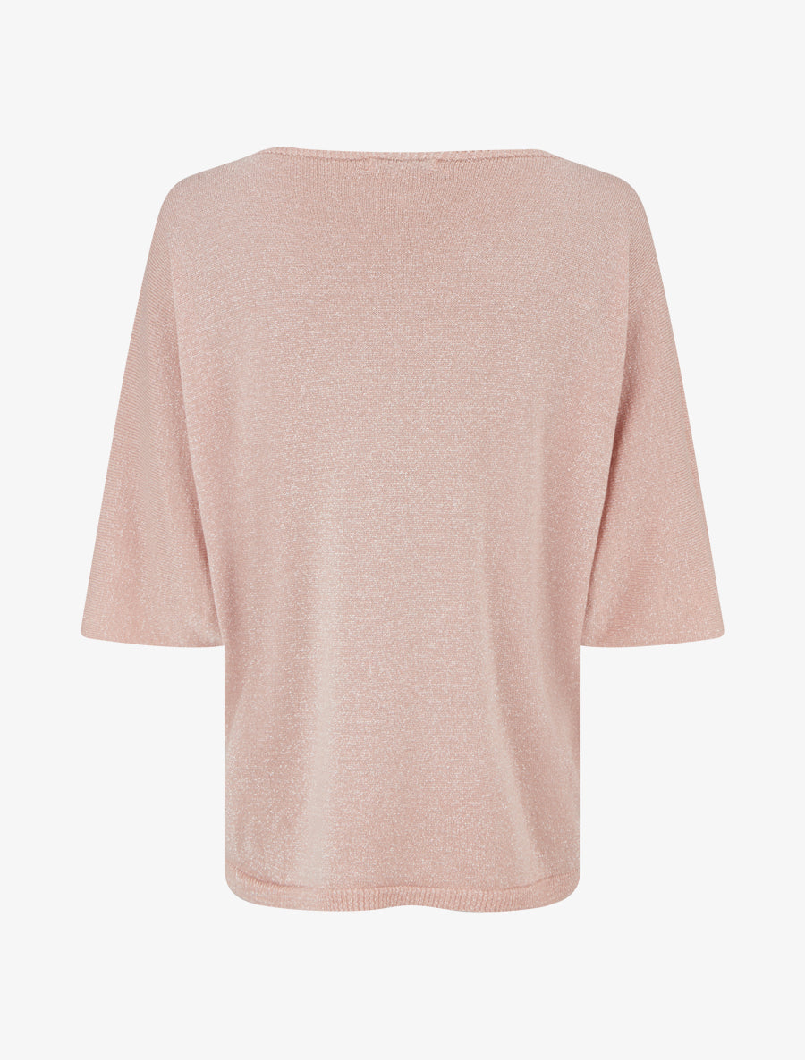 Pull fin irisé à manches 3/4 - Rose - 2