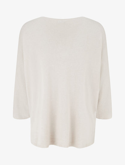 Feiner einfarbiger Pullover mit durchbrochenen Linien - Beige