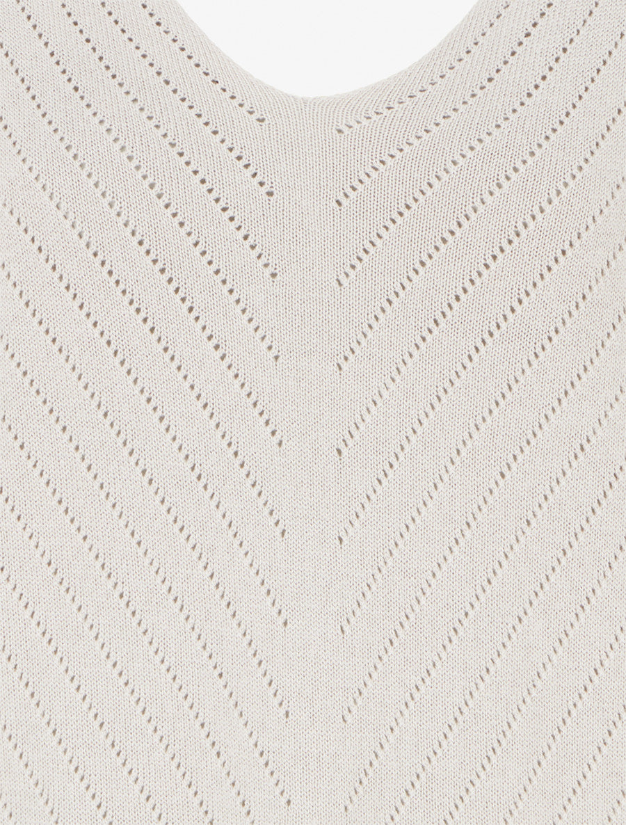 Feiner einfarbiger Pullover mit durchbrochenen Linien - Beige