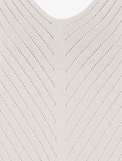 Feiner einfarbiger Pullover mit durchbrochenen Linien - Beige