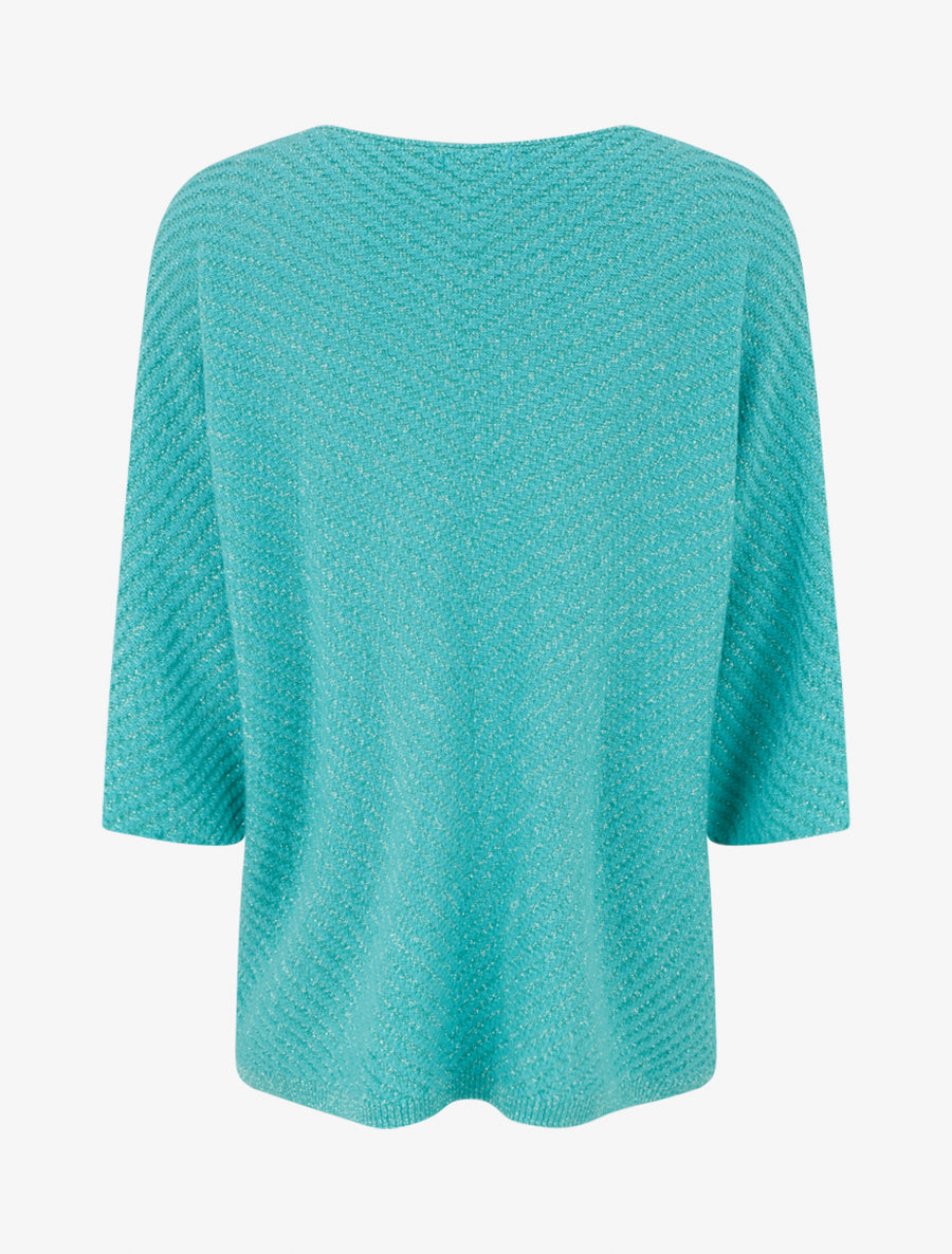 Pull fin irisé à manches 3/4 - Vert d&