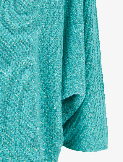 Pull fin irisé à manches 3/4 - Vert d&