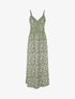 Robe longue fleurie à dos élastiqué - Kaki - 1
