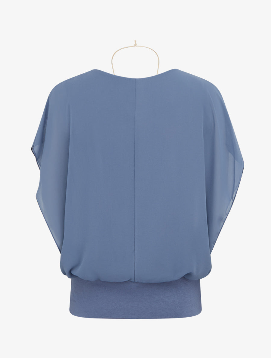 Top boule uni à manches courtes - Bleu gris - 2