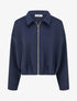 Veste coupe boule zippée effet froncé - Marine - 1
