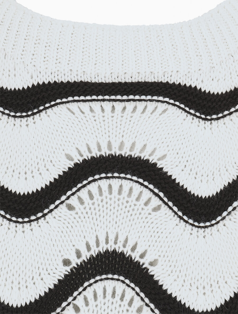 Pull ajouré en maille à vagues - Noir - 3