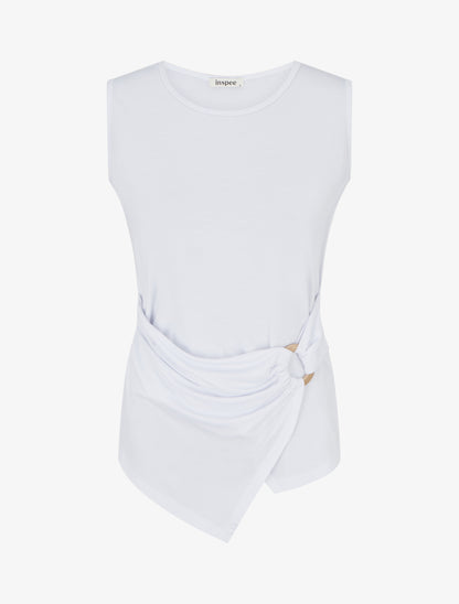 Top uni sans manches à anneau - Blanc - 1