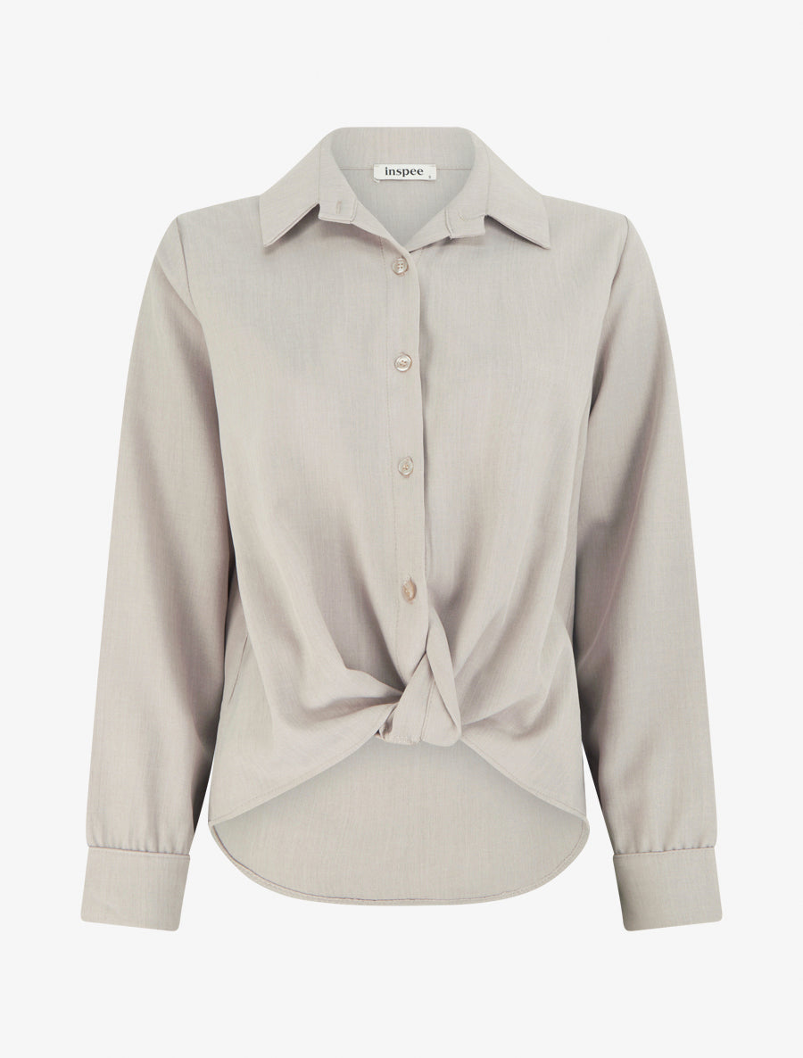 Asymmetrische gebundene Bluse - Maulwurf