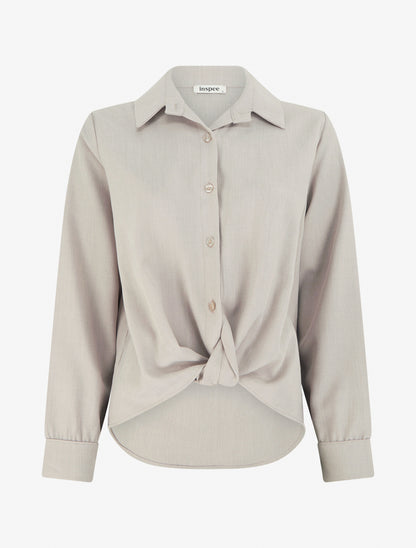 Asymmetrische gebundene Bluse - Maulwurf