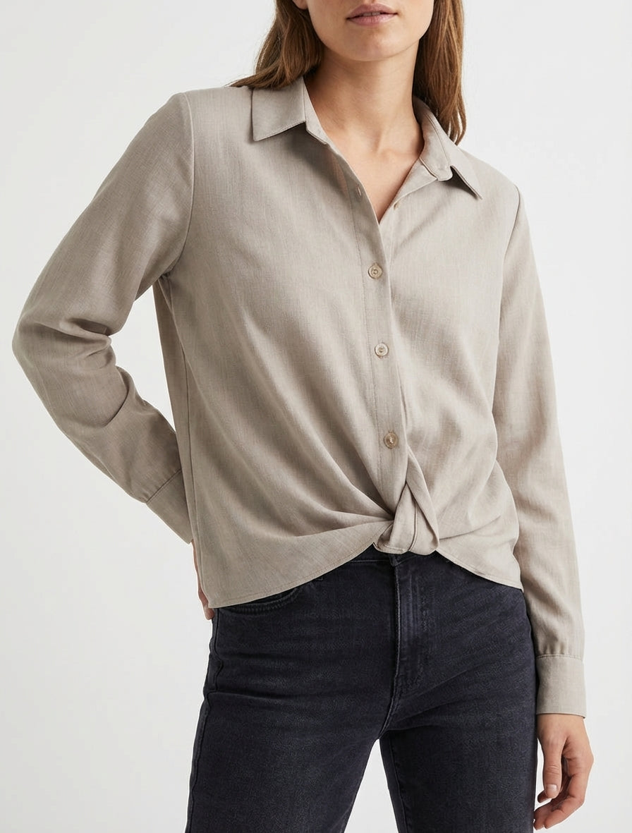 Asymmetrische gebundene Bluse - Maulwurf