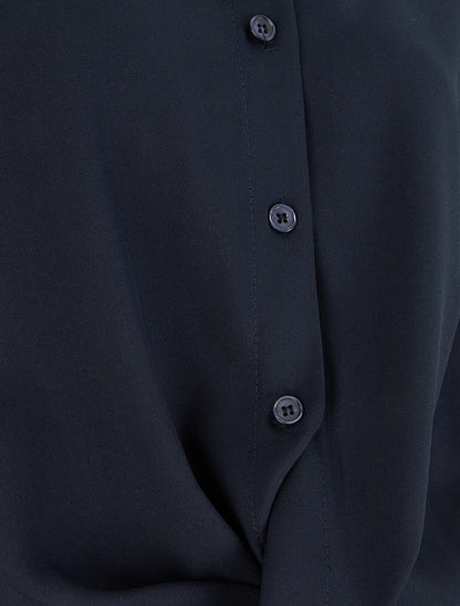 Chemisier noué asymétrique - Marine - 3