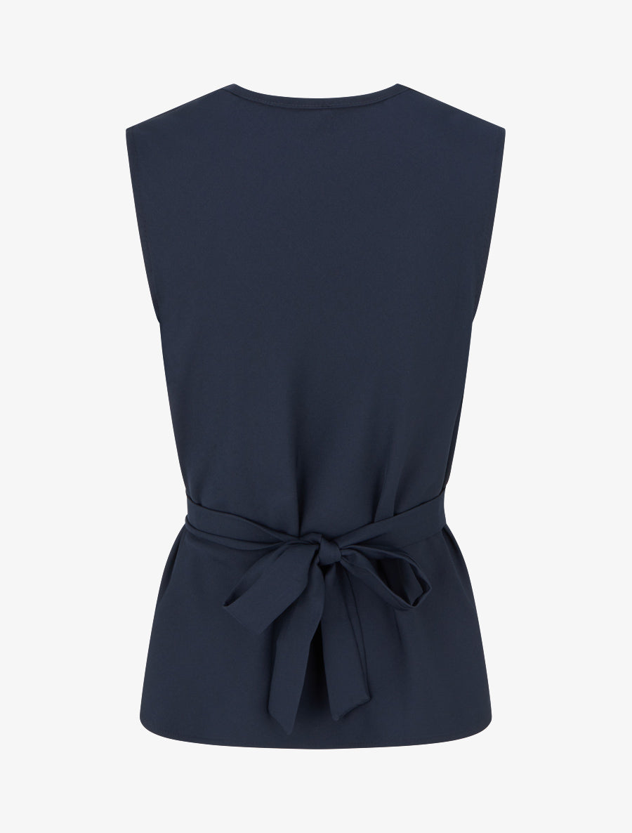 Top uni sans manches à col bénitier - Marine - 2