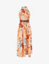 Robe longues sans manches imprimé tropical - Orange - 1