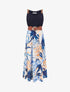 Robe longue à imprimé tropical et bretelles simili - Marine - 1