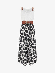 Robe longue à imprimé girafe et bretelles simili - Noir - 1