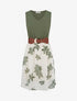 Robe coupe évasée imprimé floral - Kaki - 1