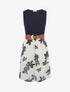 Robe coupe évasée imprimé floral - Marine - 1