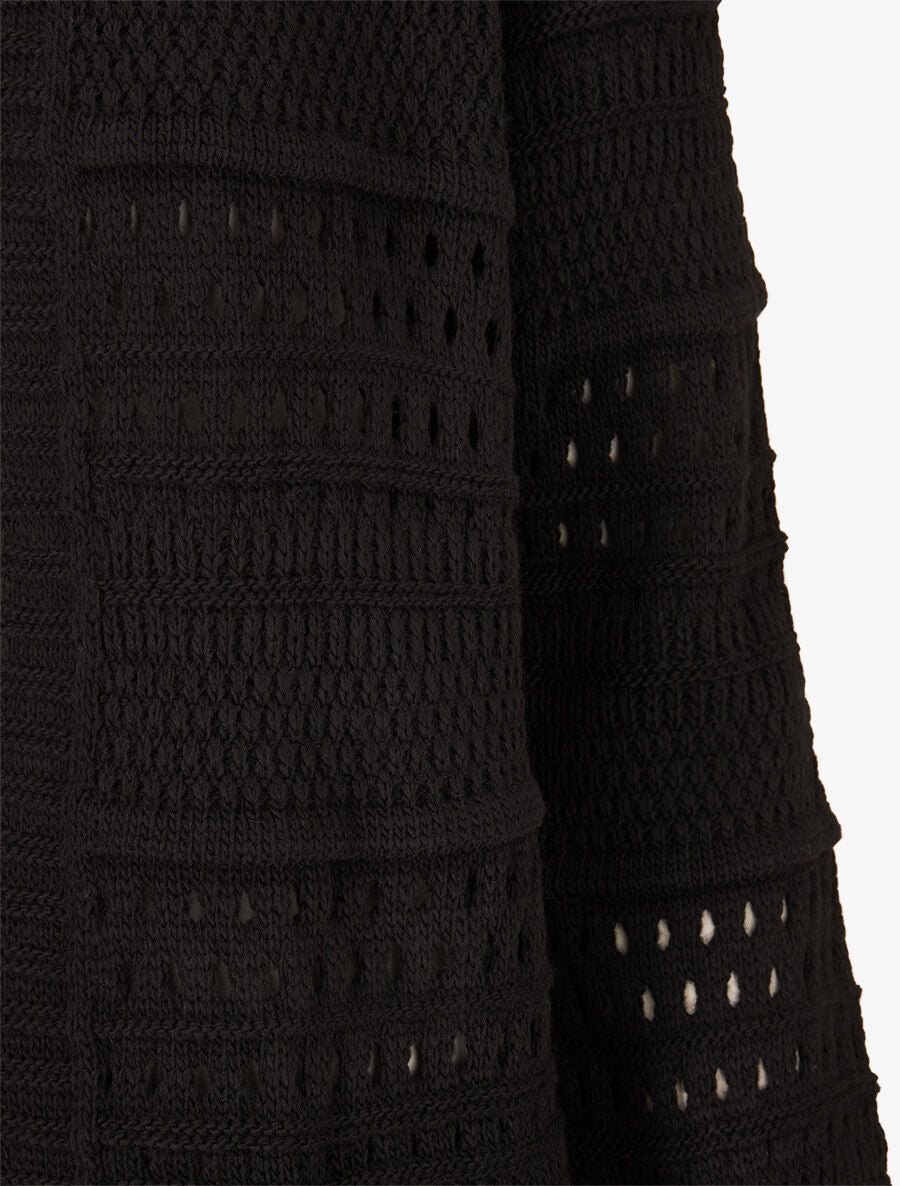 Gilet en maille ajourée à 1 bouton - Noir - 3