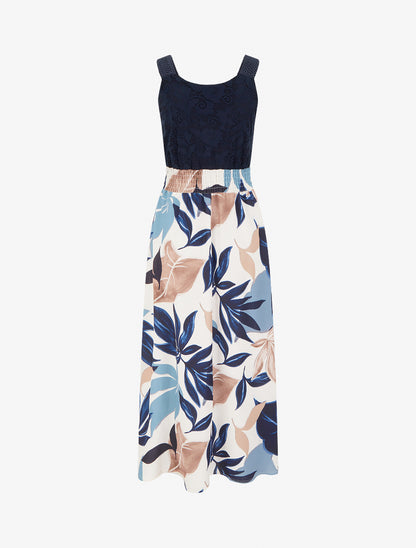 Robe imprimé fantaisie à bretelles en crochet - Marine - 2