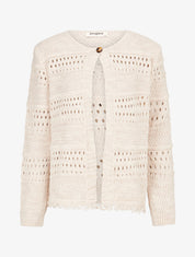 Gilet en maille ajourée à 1 bouton - Taupe - 4