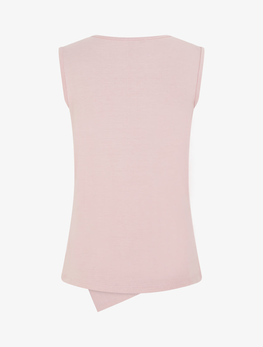 Top uni sans manches à col rond - Vieux rose - 2