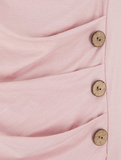 Top uni sans manches à col rond - Vieux rose - 3