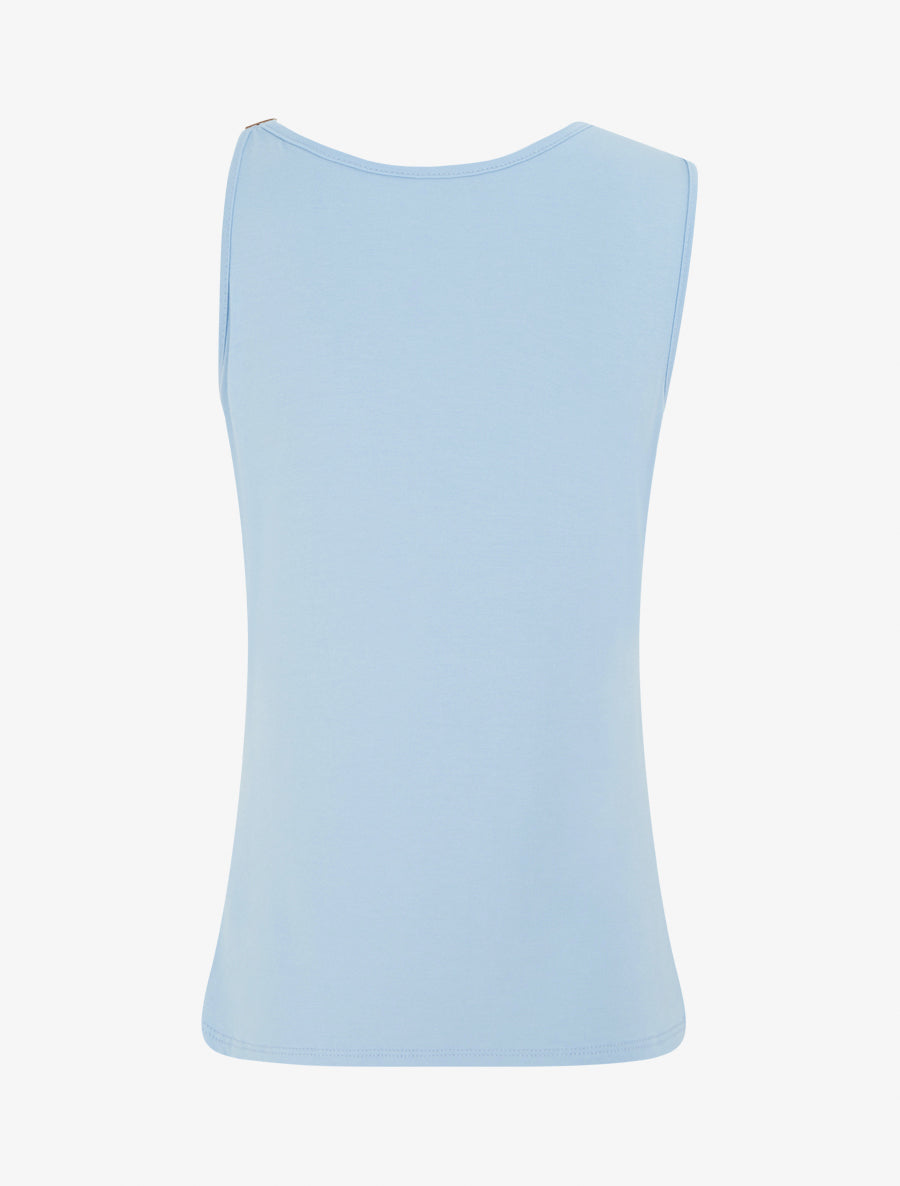 Top fluide à bretelle en simili - Bleu ciel - 2