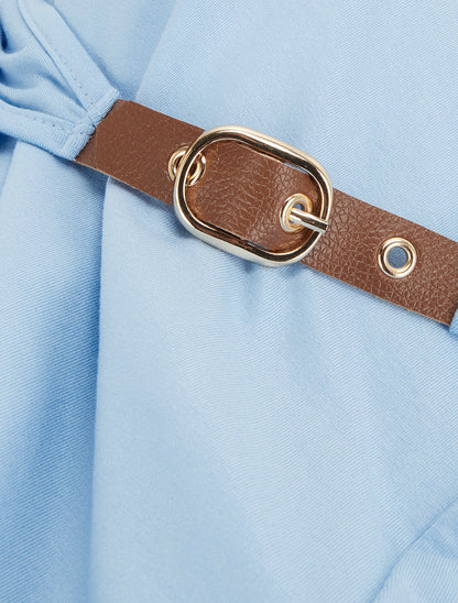 Top fluide à bretelle en simili - Bleu ciel - 3