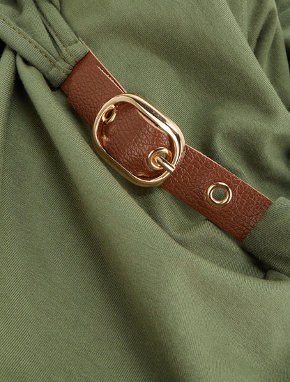 Top fluide à bretelle en simili - Kaki - 3