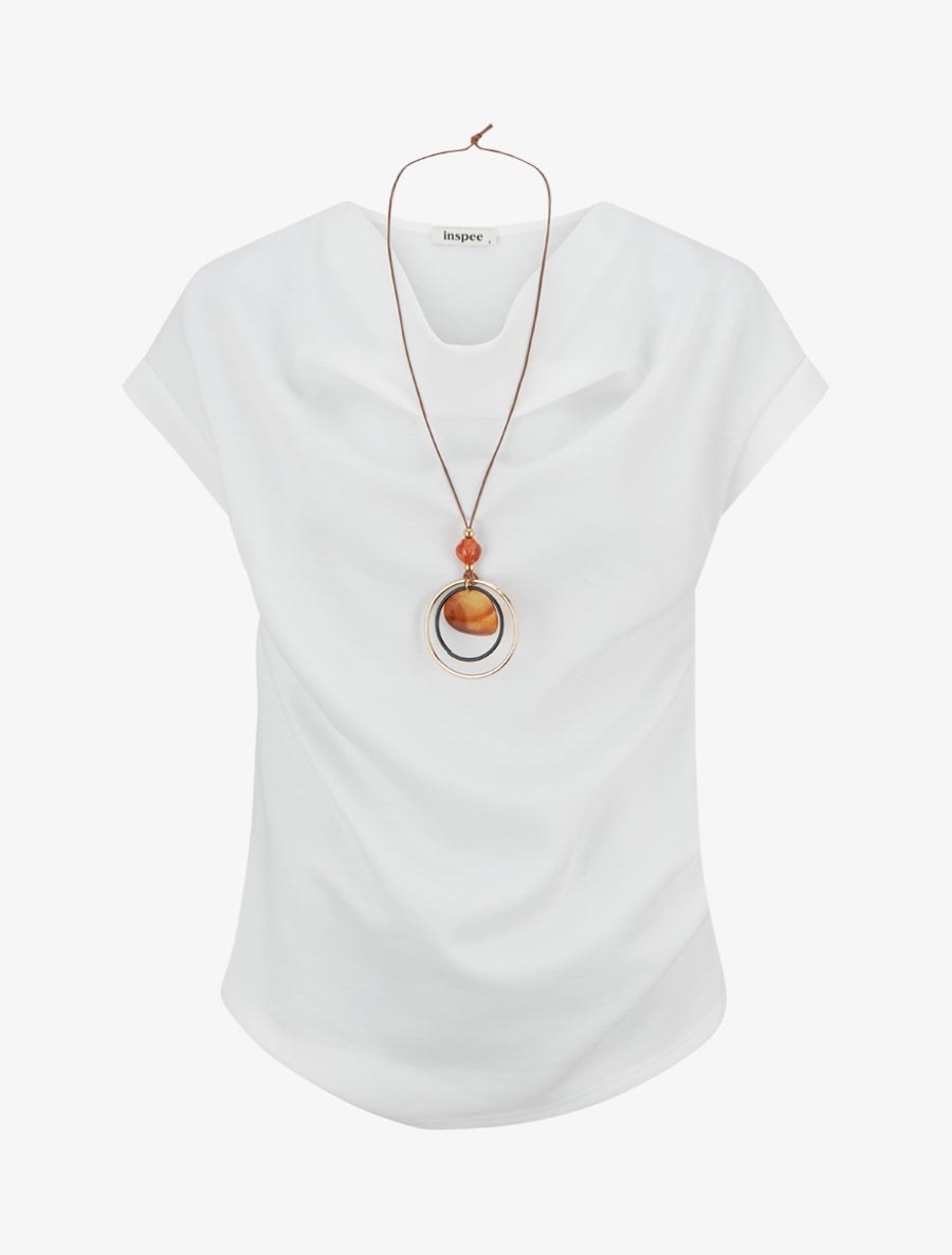 Top manches courtes à col bénitier - Blanc - 1