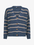 Cardigan col V à rayures lamées - Bleu pétrole - 1