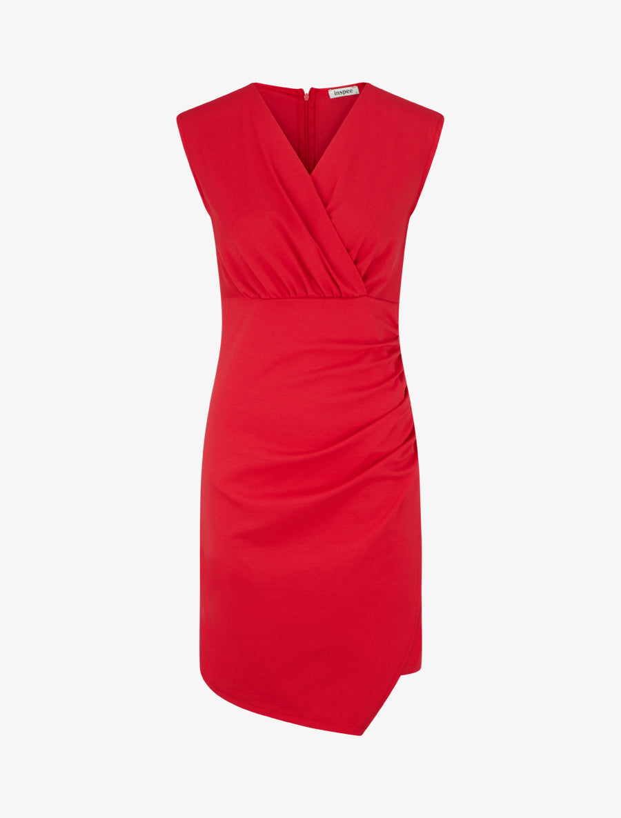 Robe sans manches unie style portefeuille - Rouge - 1